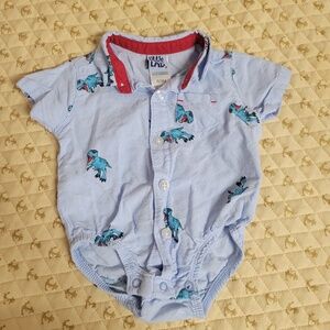Little Lad Dinosaur Button Down Shirt 0-3M